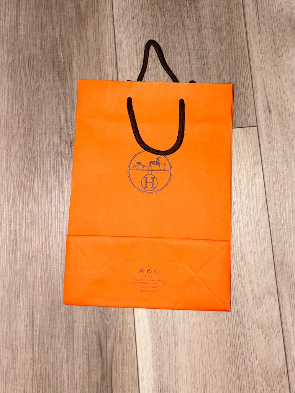 Hermes Paper Bag with Black Rope Handles from Paris